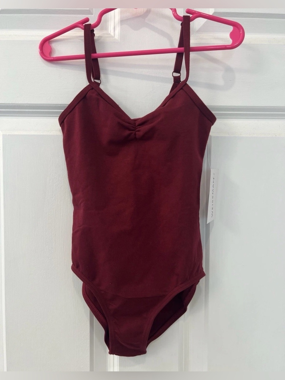 NWT Girls Weissman Pinch Front Leotard Burgundy Sizes XSC 4/5T & SC 6/6X